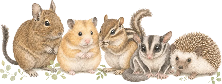 小動物の代表的な種類のイラスト